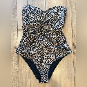 Zara Leopard-Print One-Piece Swimsuit - Tan & Black